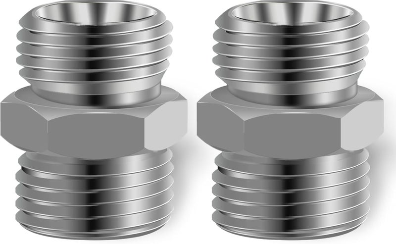 joytrace 2pcs M26 to M26 Carbon Stee Fittings Adapters for Mini Excavator Adapting, Reducing Or Enlarging Connect Such Air Pipe, Fuel Pipe, Water Pipe, Etc Full Port Straight Pipe Fitting Connector - Image 1